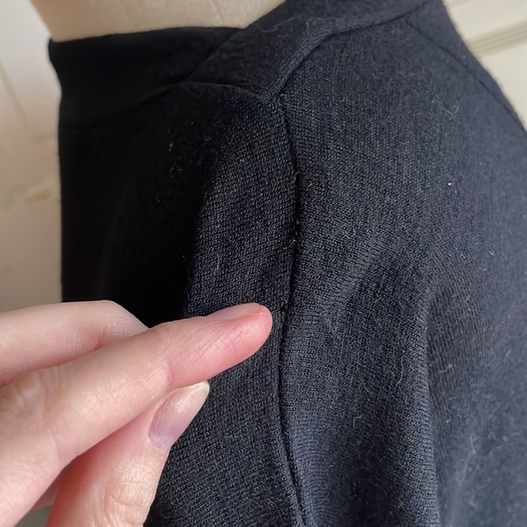 Vintage 1960’s Black Wool Wiggle Dress w Back Metal Zipper, Slash Neck & Pocket - Picture 11 of 16